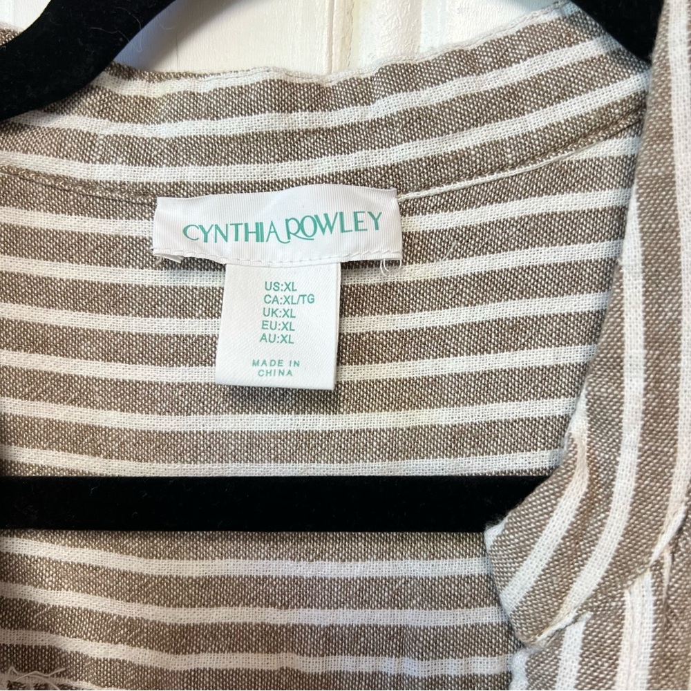 Cynthia Rowley Striped Linen Blend Tiered Dress | Size XL - Picture 5 of 7